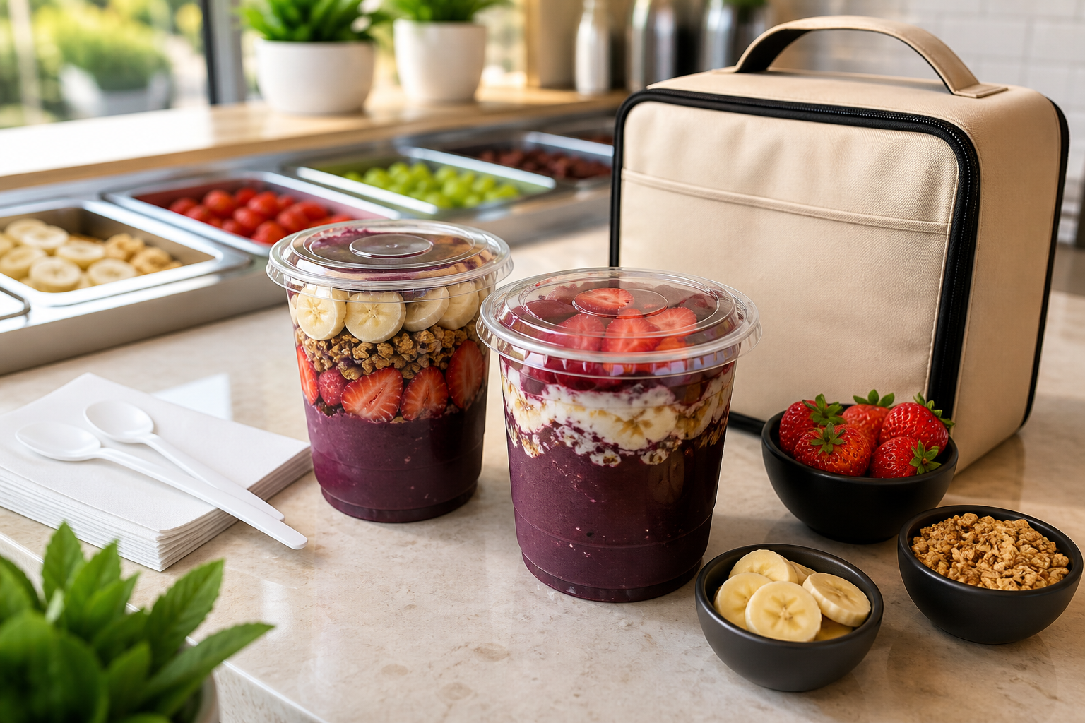 Pedido de açaí embalado para entrega